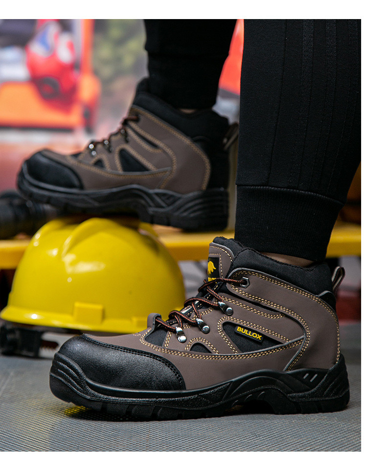 Oxford Cloth Security Boots Men PU Injection Sole Steel Plate Anti Proof Work For Mens