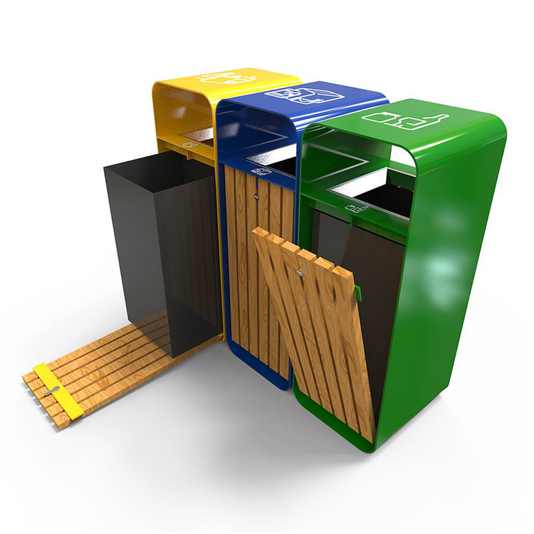 Outdoor Classification 13 Gallon 850mm 3 In 1 Wood Garbage Bin