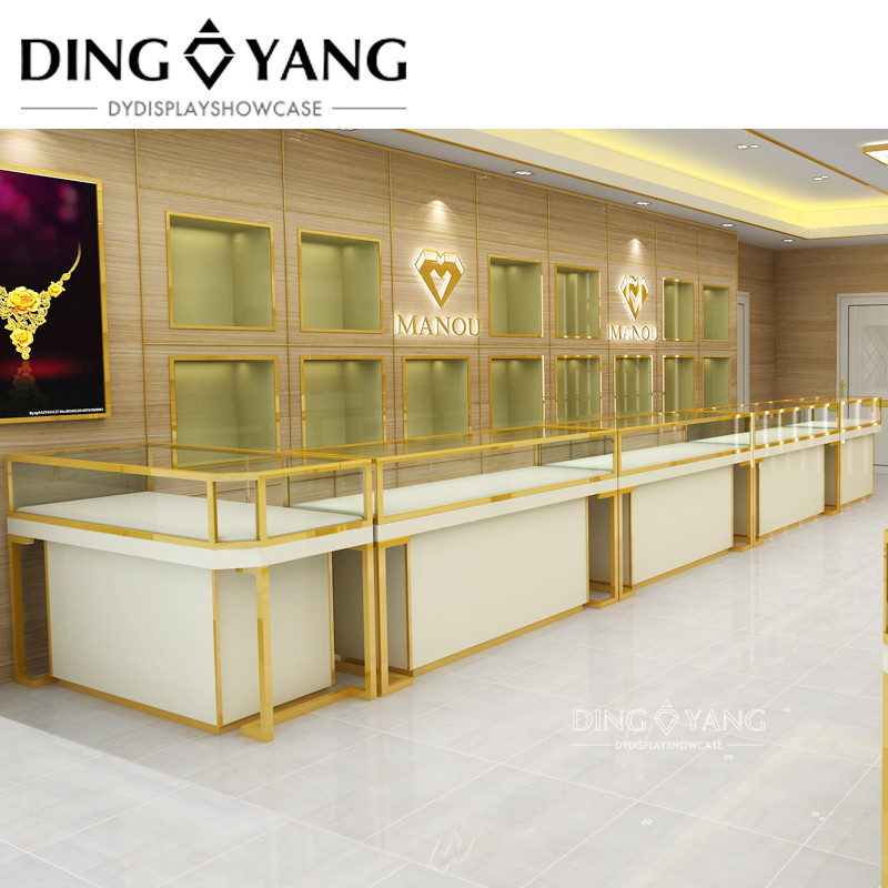 Simple Fashion Golden Jewellery Display Counter No Installation And Can Be Used Directly