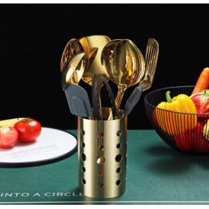 Gold Stainless Steel Spatula Set CU Approved Multiusage Titanium Plating