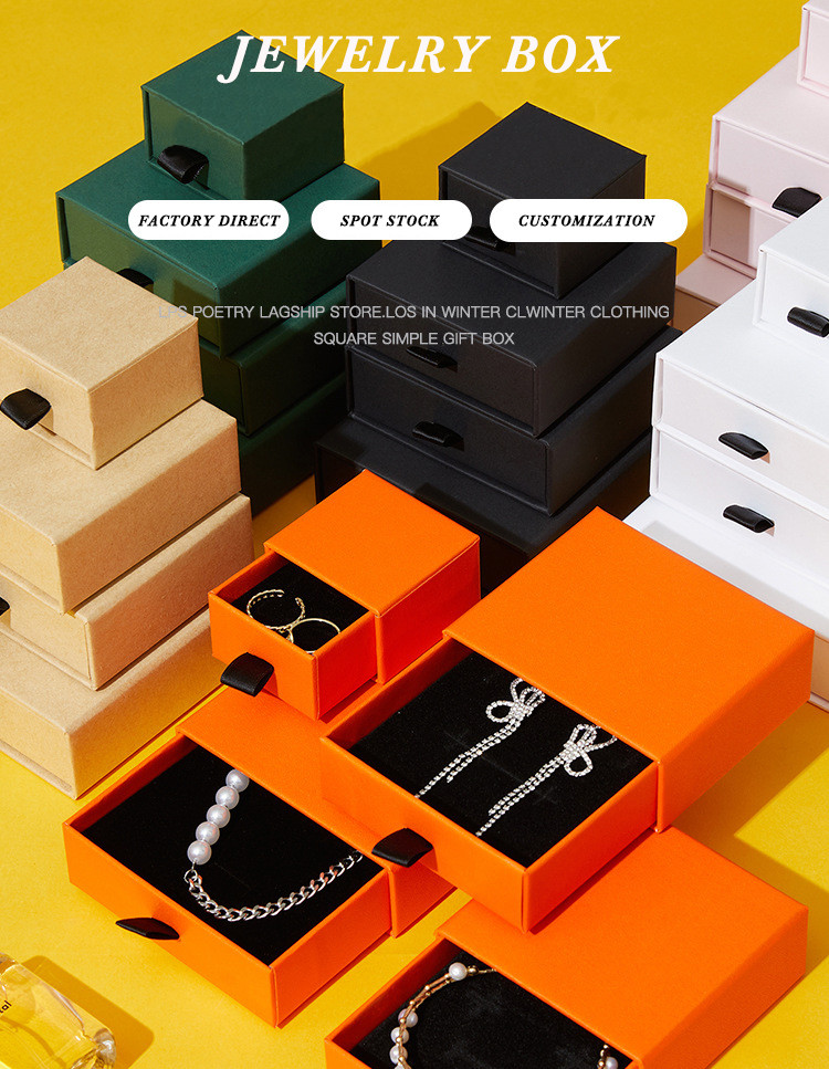 Cardboard Jewelry Drawer Storage Box Packaging Box Customized Logo With Velvet Insert