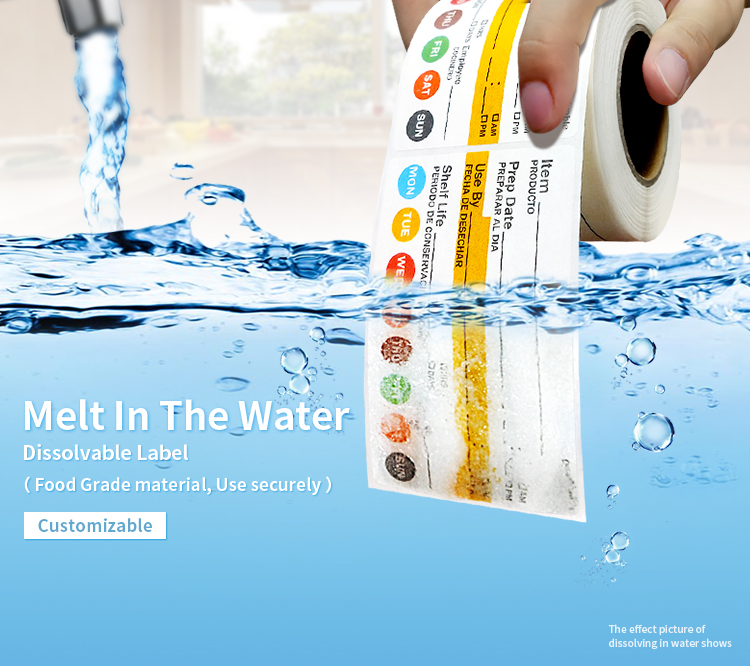 Water-soluble paper self-adhesive label dissolves in water Food-grade label sticker Water-soluble label