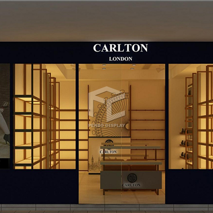 MDF Shoe Rack Display Showroom Interior Design Customized Color