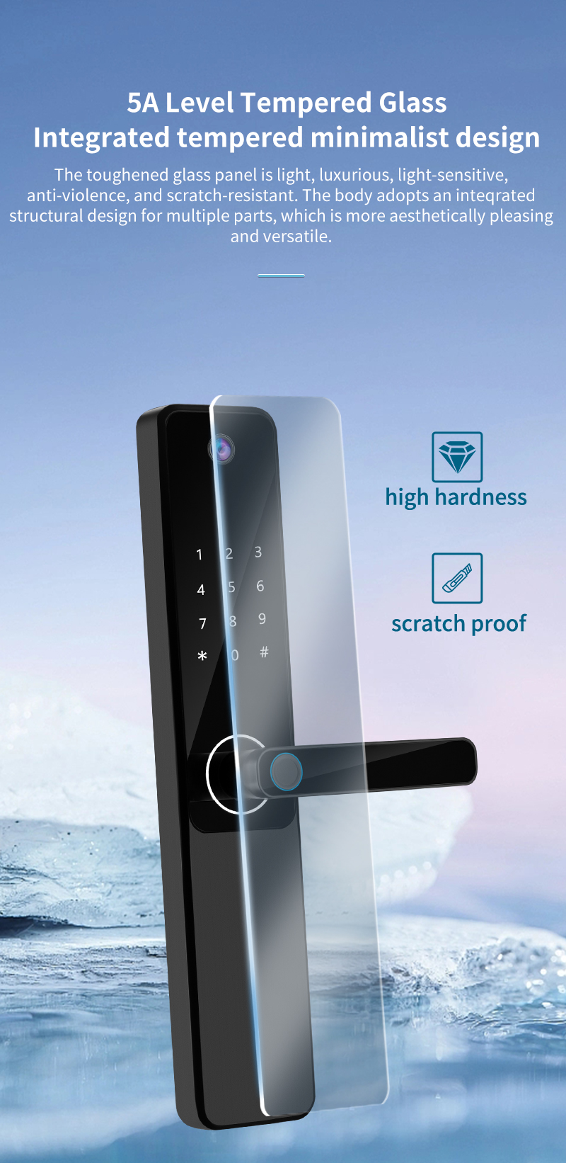 Wooden Door Fingerprint Door Lock With Camera / Electronic Door Lock With Fingerprint