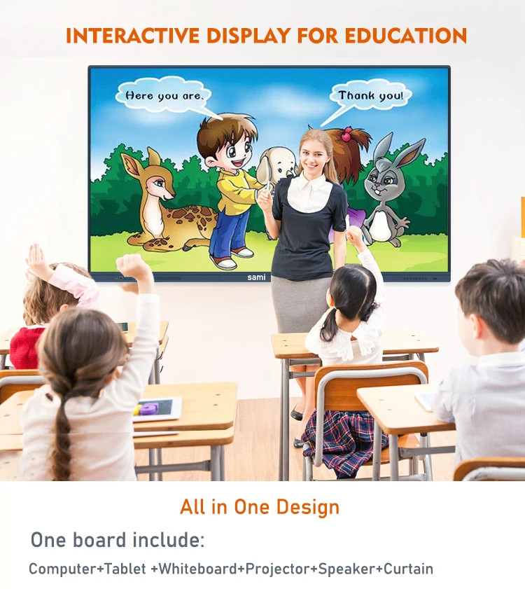 86inch LCD Interactive Touch Screen Whiteboard For Business Wall Mount/Mobile Stand 50000hrs Lifetime