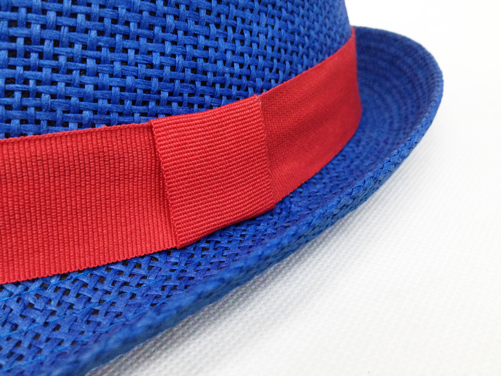 Unisex Fedora Panama Trilby Hat Adjustable Blue Color Custom Logo 56cm
