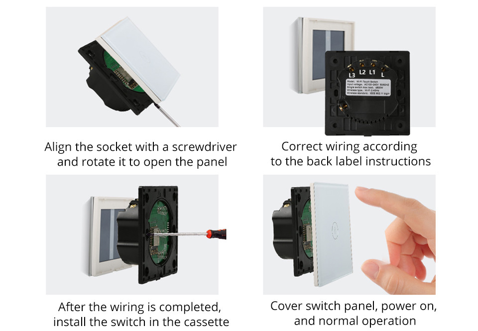 110V 220V LED 3 Gang Smart Light Switch Dimmer for Smart Home