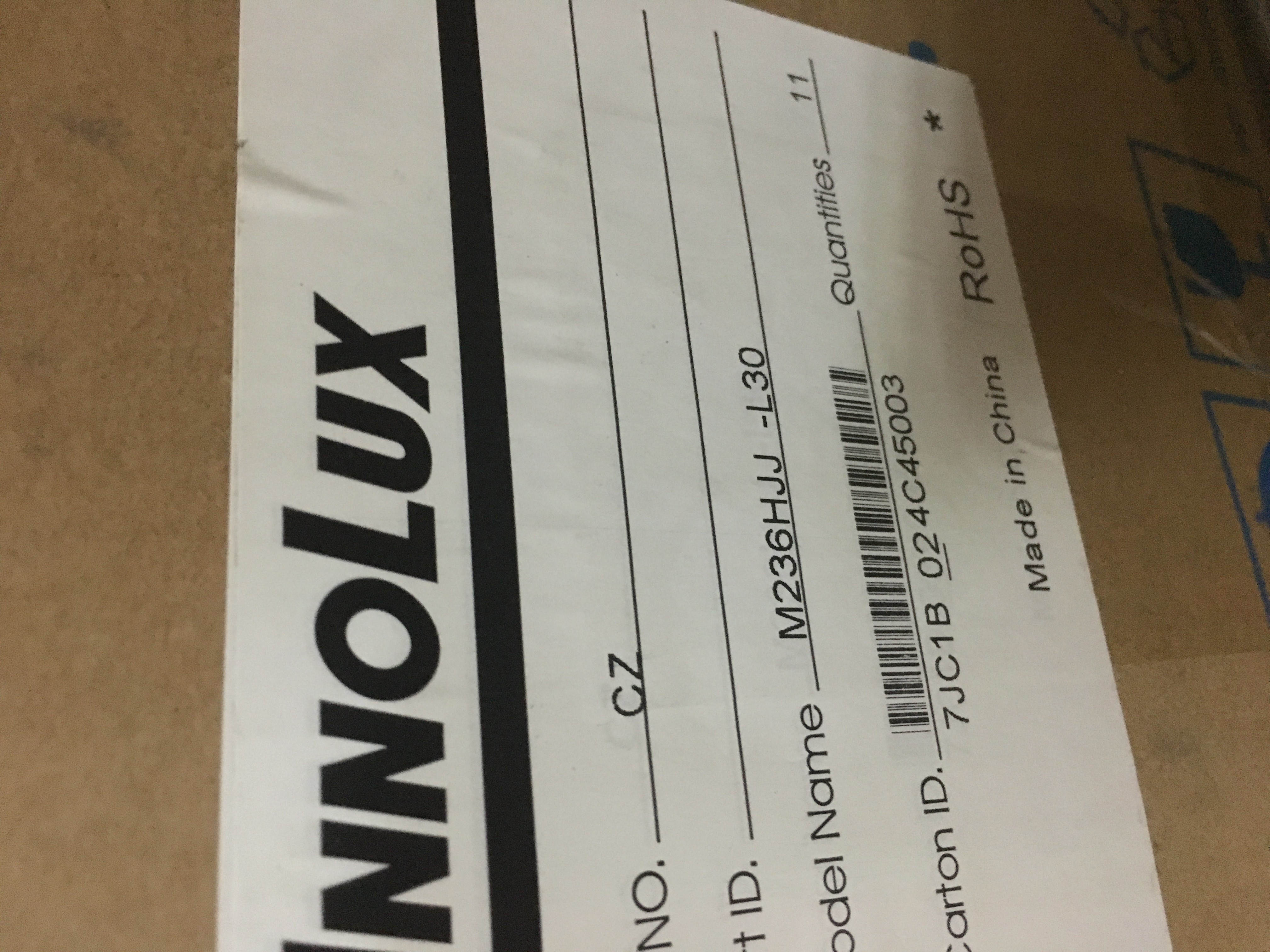 23.6" 1920(RGB)×1080 250cd/m2 TFT LCD Panel Innolux M236HJJ-L30