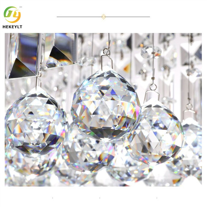 5 Light Crystal Pendant Light Glass Dimmable Square / Rectangle Chandelier