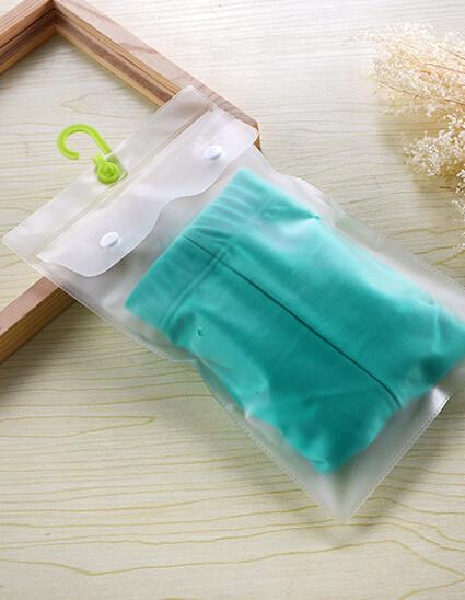 Frosted Hanger Hook Plastic PVC Bag , PVC Poly Bag For Clothes / Swimwear /