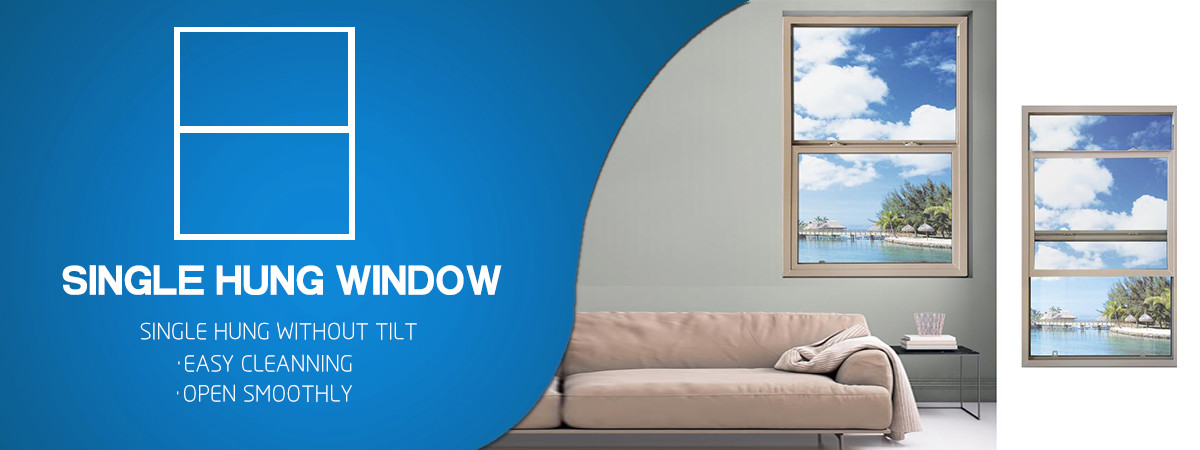Soundproof Single Sash Top Aluminum Hung Window For Bathroom