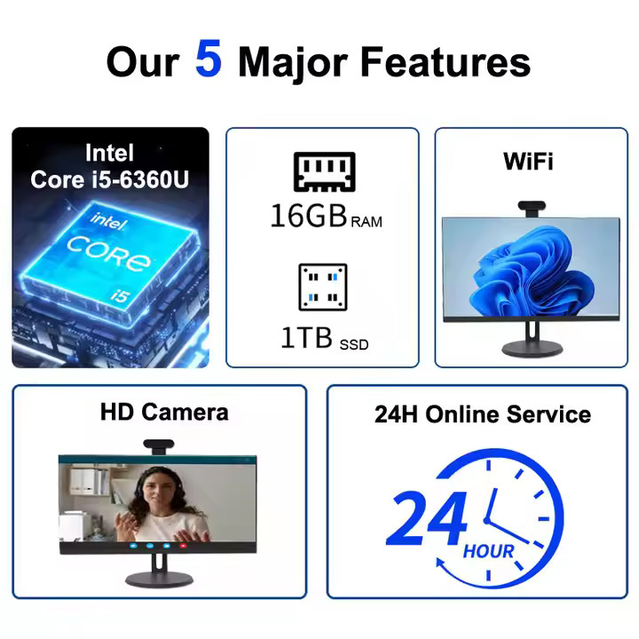 OEM All In One Desktop 23.8'' FHD Touchscreen Display, Intel Core I3/I5/I7, 32GB RAM, 1TB SSD, Window 10, 24H Online Service