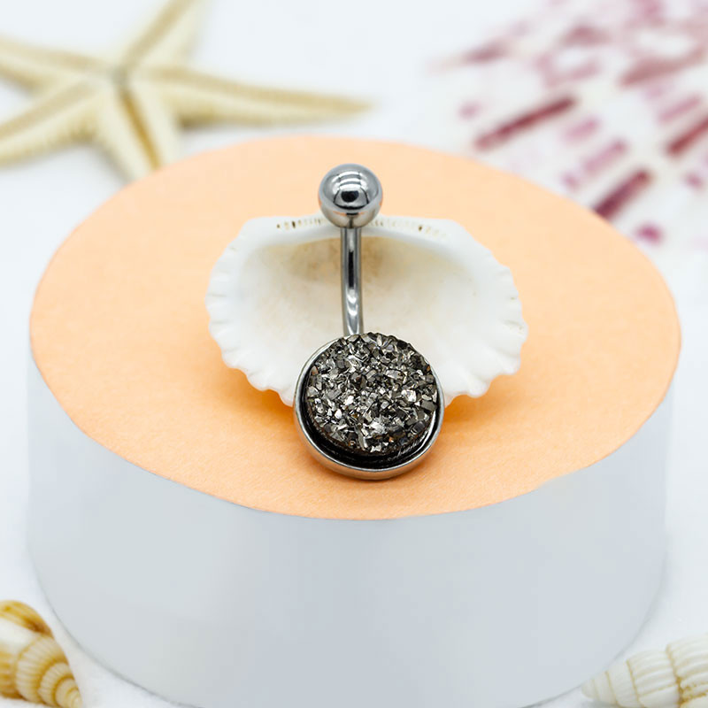 Black Background Rainbow Crystal Belly Bars Round Hoop Belly Button Ring Shiny Small