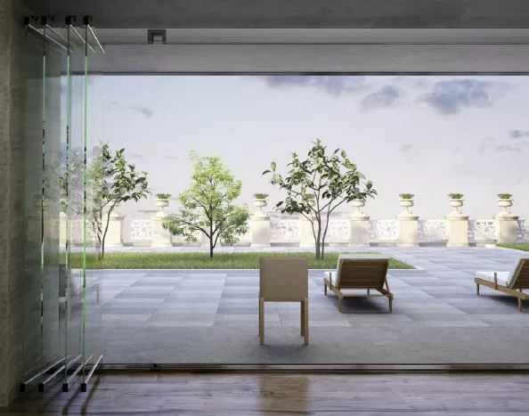 Aluminum Frameless Glass office Balcony Sliding Door Movable Partition Folding Wall