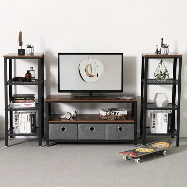 Small TV Stand with Fabric Drawer, Rustic Industrial Television Stand for Sale,