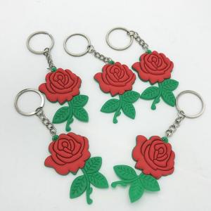  Custom Rose Flower Shape PVC Keychain Promotion Gift 3D Rubber Key Ring Manufactures