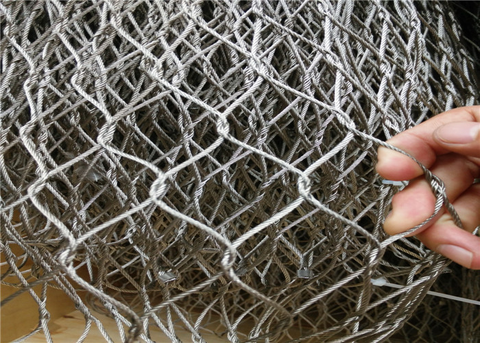 Rust Proof Stainless Steel Rope Mesh , Metal Diamond Mesh Without Toxic Material