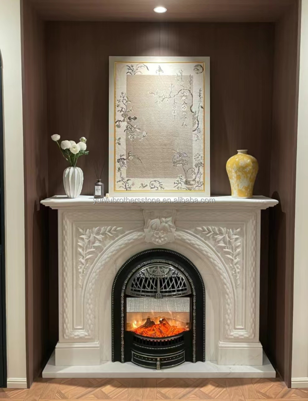 Coal Fireplaces Modern Italian Style Marble Sofitel Fireplace Mantel for Indoor Decor