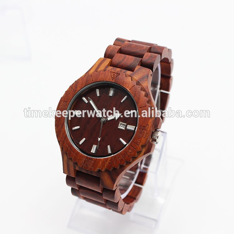 red sandalwood man watches ,wood bracelet watch , watch wood with date