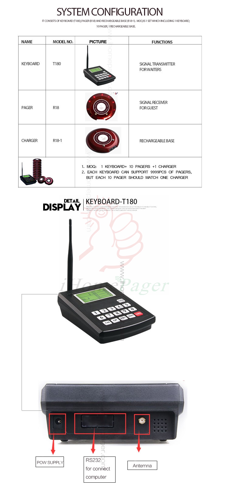customer number calling and vibrating coaster pager for cook calling customer to collect food or drinks