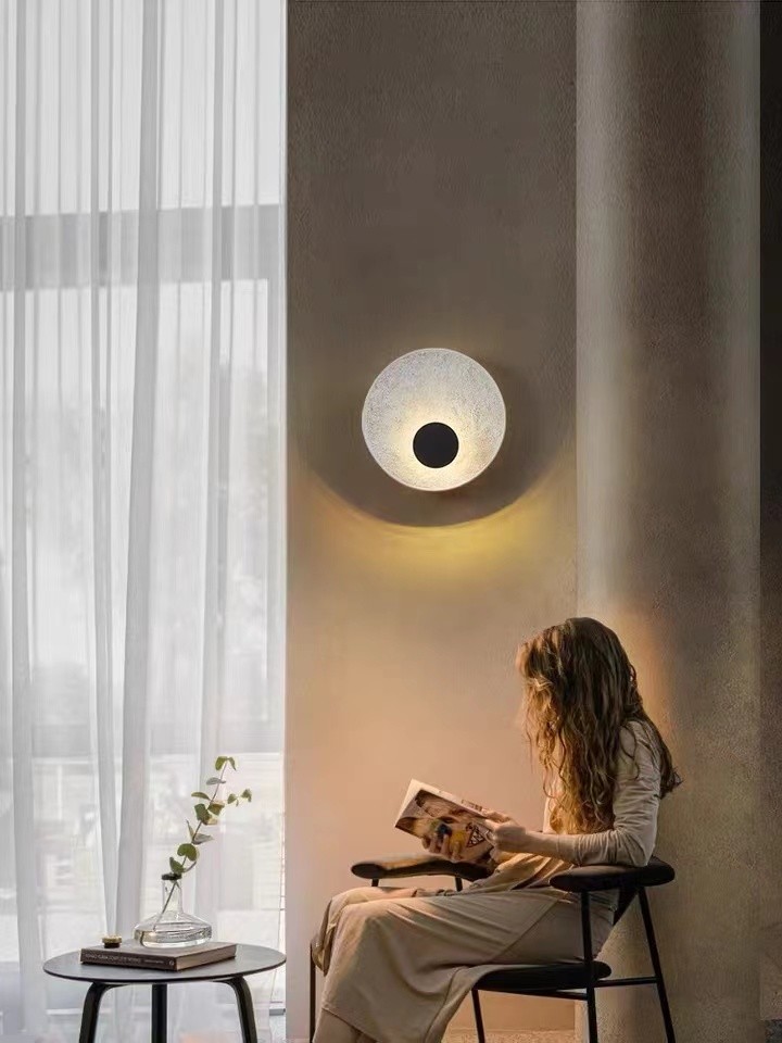 Decorative Luxury Stair Lamp Round shade Led Moon Wall Lamp For Hotel