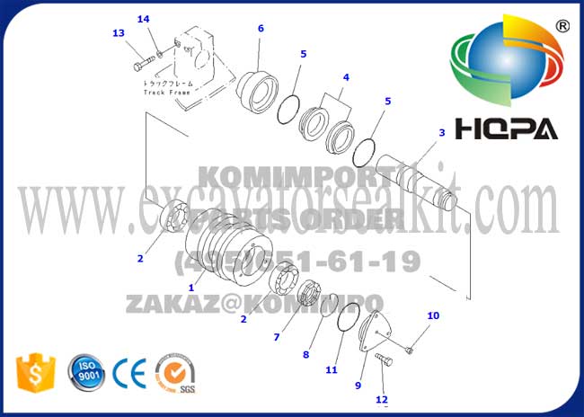 20Y-30-00022 20Y3000022 Carrier Roller Komatsu PC200-5 PC200-6