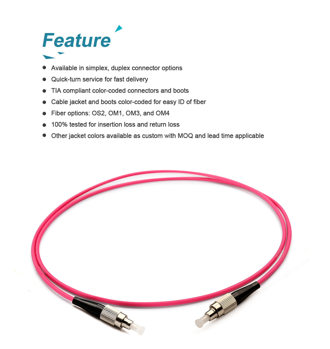 5m OM4 Multimode Fiber Jumpers FC UPC To FC UPC 3.0mm Cable Diameter