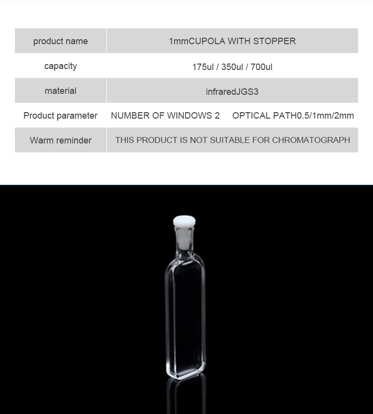 Customized ODM Support High Purity Lab Micro Quartz Cuvette with 1mm Pathlength