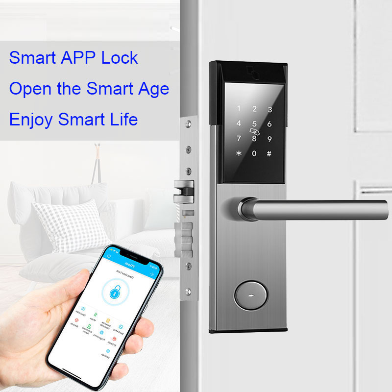 Electronic Security Apartment Smart Door Lock APP Digital Keypad IC Card For Home