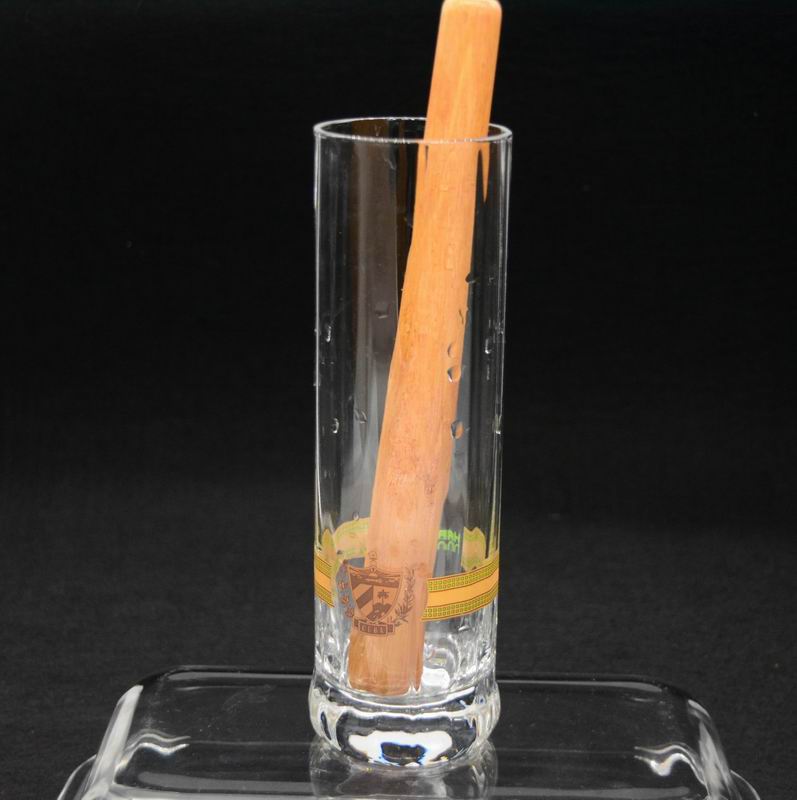 8" Cylinder Crystal Cocktail Glasses With Wood Pestle