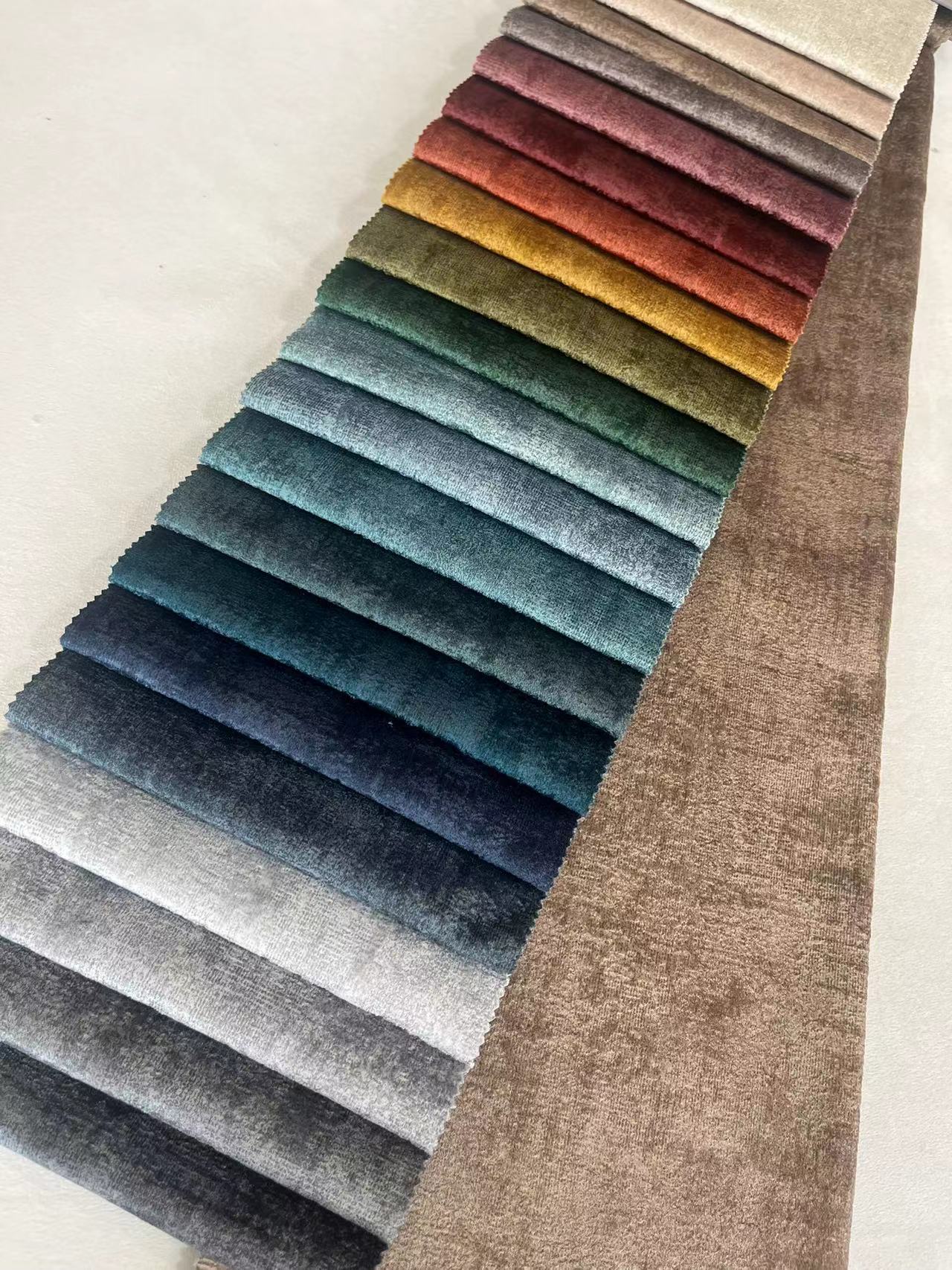 Blue Embossed Polyester Fabric Velvet Upholstery Fabric For Sofa