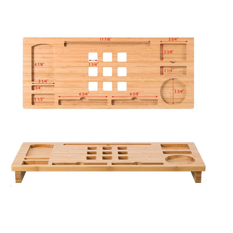 Custom Logo Natural Bamboo Computer Stand in 60x25x6cm for Modern Luxury Design