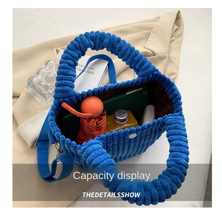 Factory Price Corduroy Women's Bag New Handbags Niche Versatile Bucket Shoulder Bags Female Nylon Button Crossbody Bags