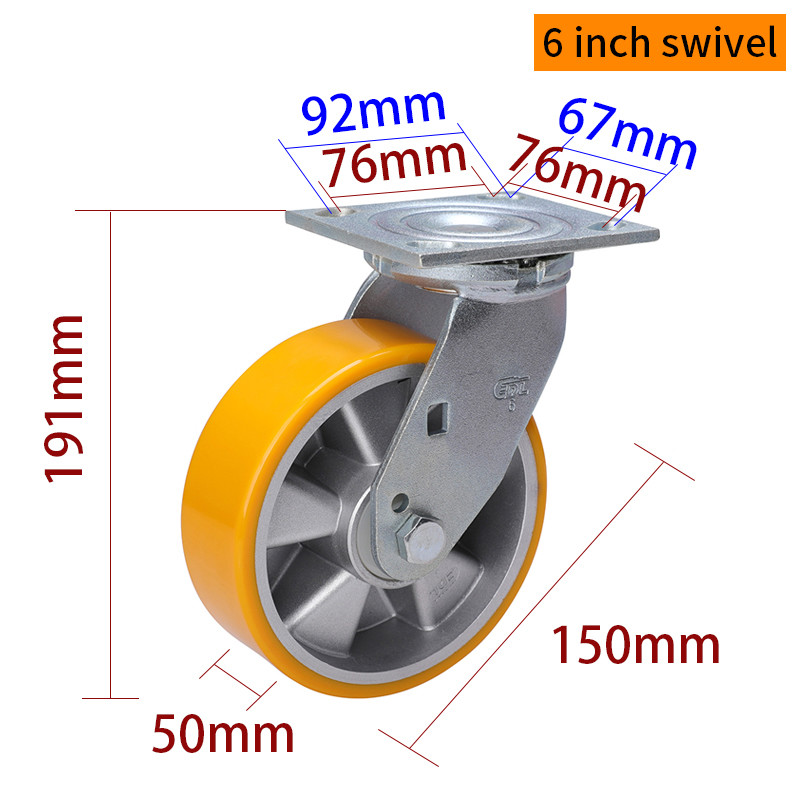 Heavy Duty Castors 150mm 6 Inch Swivel Caster With Brake 736-86A