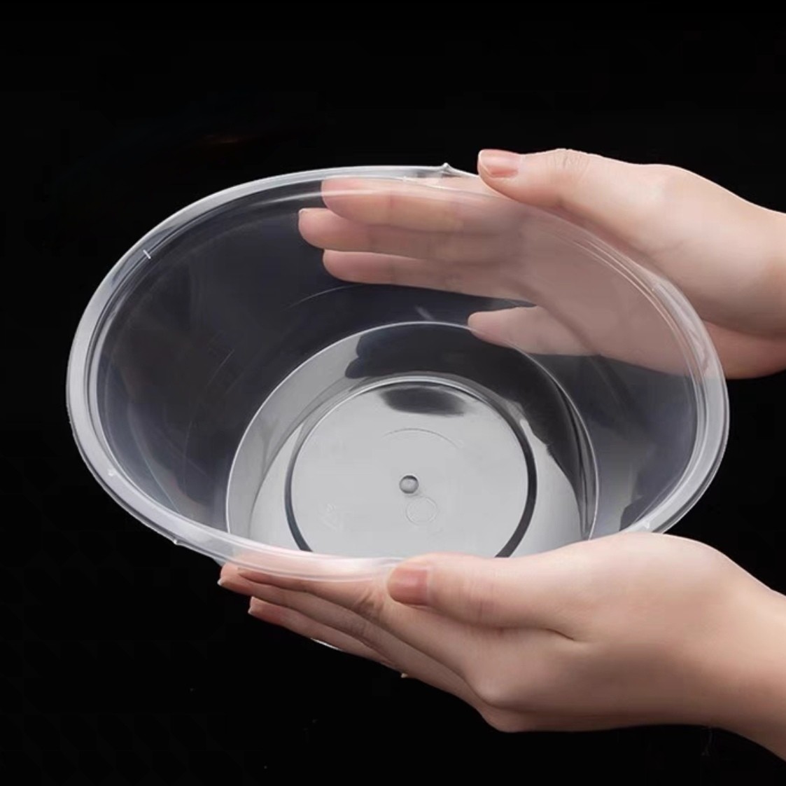 Round 1450ml Disposable Takeaway Container Clear 2 Layer Pp Plastic