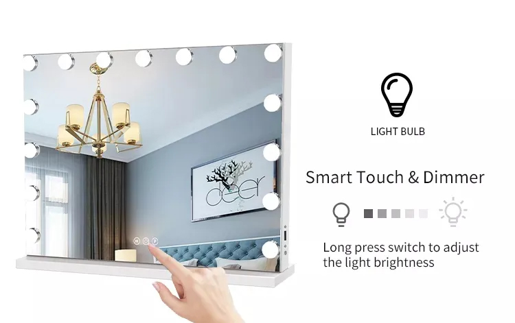 Silver LED Makeup Mirror 3000K - 6000K Hollywood Makeup Mirror