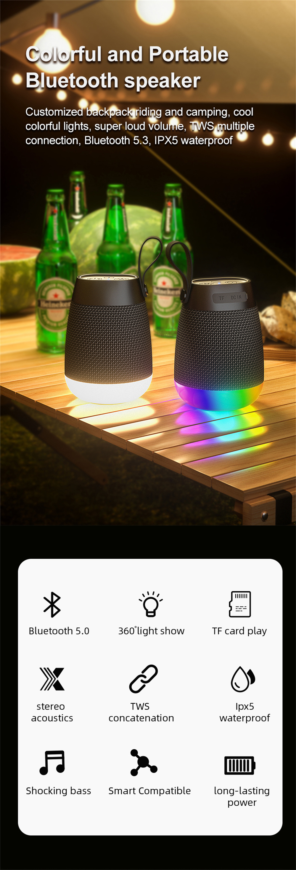 Experience Audio with this Wireless Speaker Heavy Bass Low Tone and Waterproof Fabric