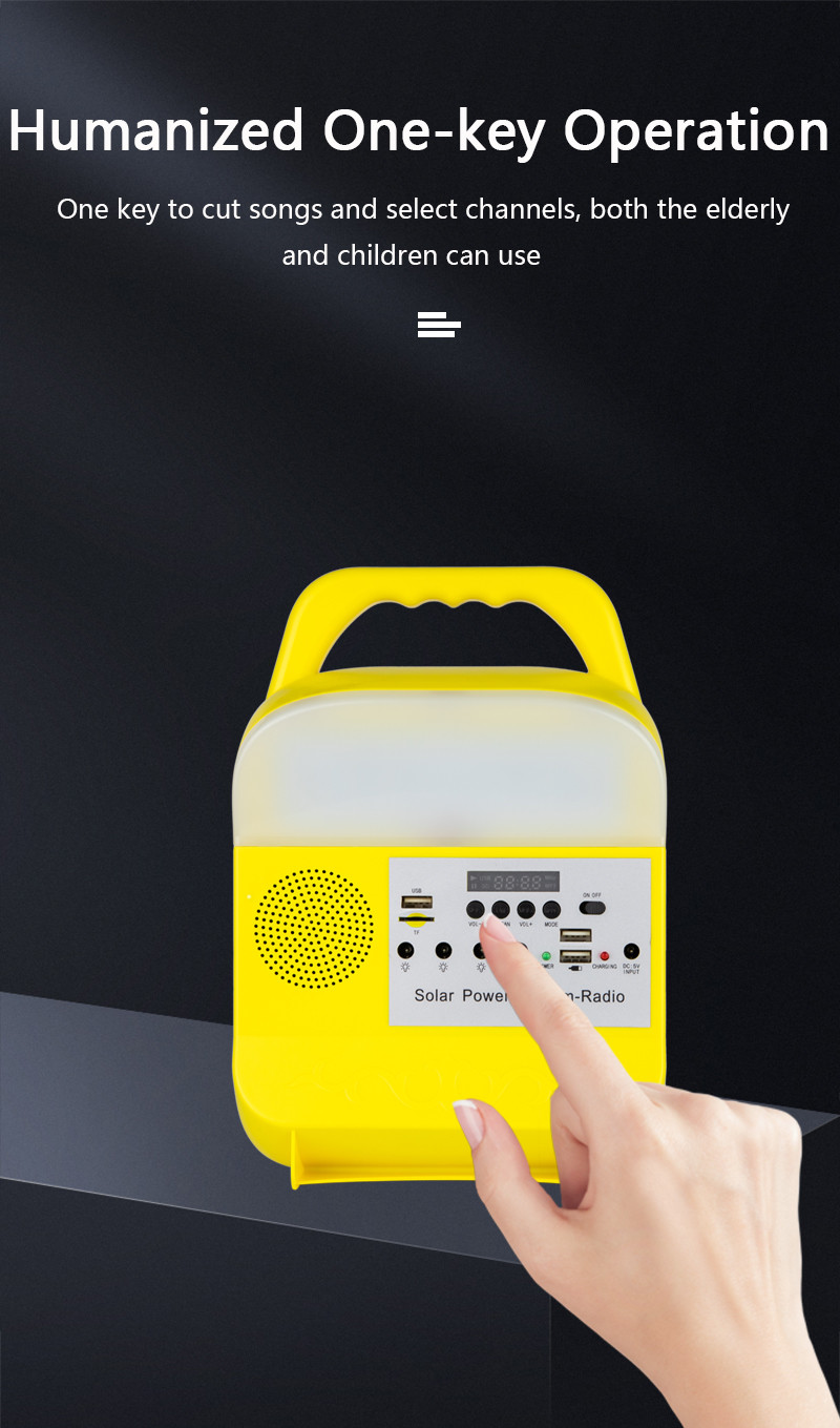 Indoor Led Solar Lighting System Remote Bulbs Mobile Charger FM Player