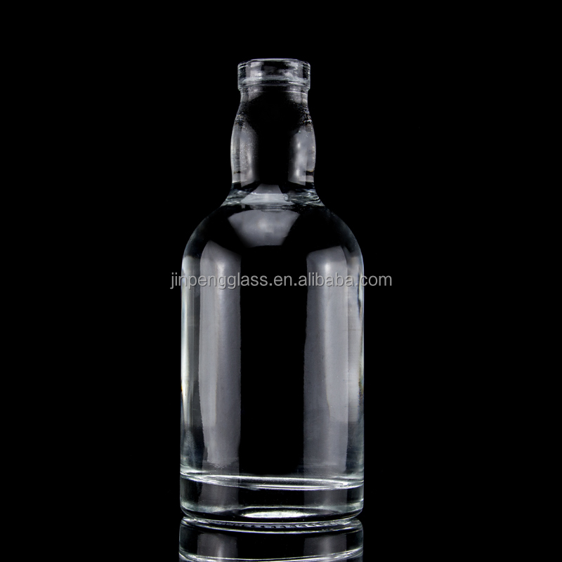 Acid Etch Surface Handling Tequila Glass Bottles with Round Neck and Empty Flint