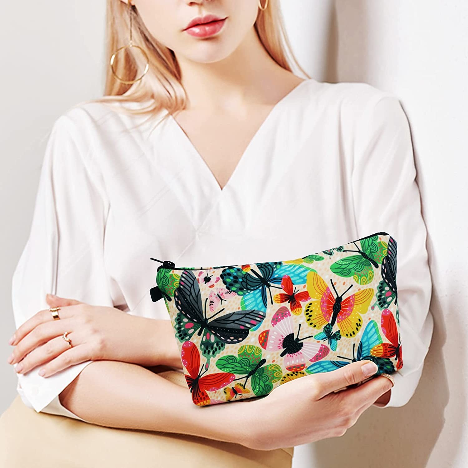 Soft Durable Cosmetic Bags for Women Small Colorful Butterfly Makeup Bag Toiletry Bag Accessories Organizer Zipper