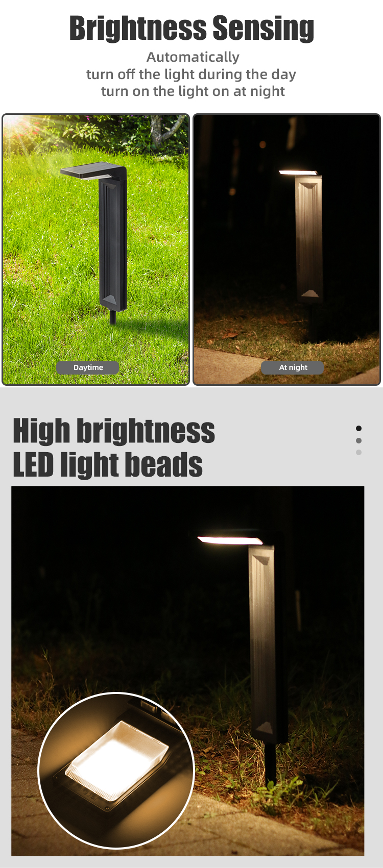 IPX4 Solar Pathway Lights Outdoor 2800K-3200K Solar Powered Bollards