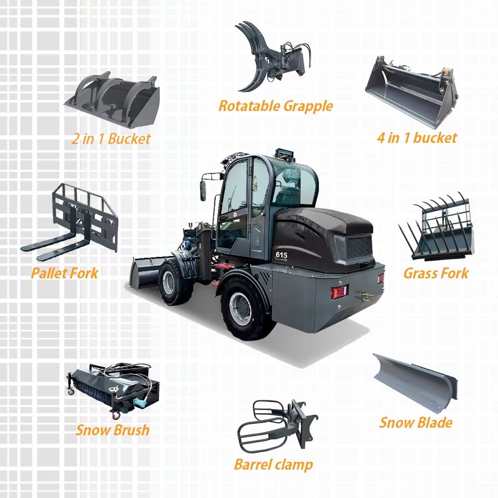 1.5T Loader Machine Battery China All Terrain Electric Small Front End Loader