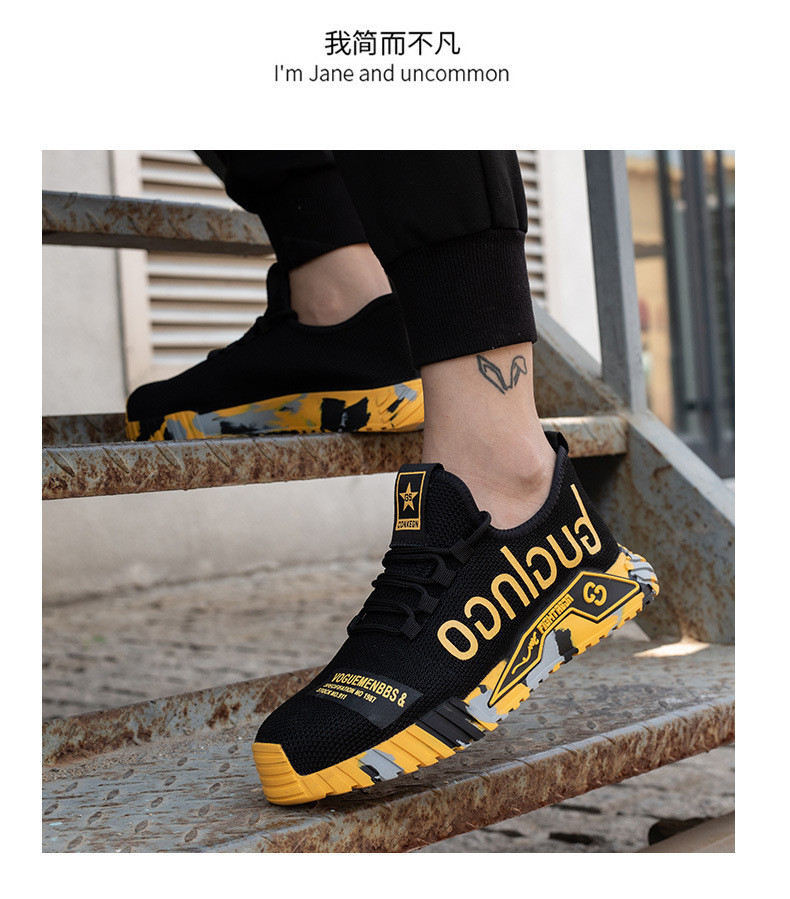 Breathable Fly Knit Safety Shoes With Kevlar Midsole Standard Steel Toe Anti Smashing Rubber Sole