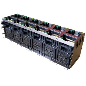 1840257-8 Stacked Rj45 Modular Jack Gigabit 2x6 MAG45 Ground Shield With Leds