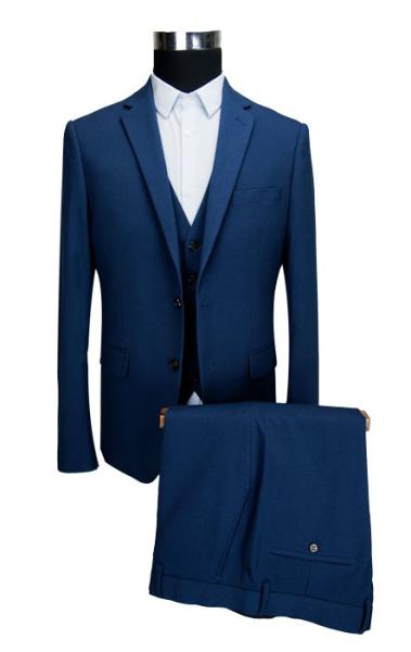 Woven Fabric Mens 3 Pieces Suit Official Color Navy Mel Color Both In Stock and