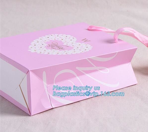 Luxury paper bags with handles Different Sizes,250gsm art paper shopping carrier bag custom printing with handle rope