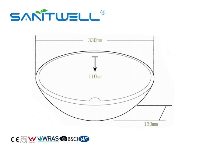 Counter Top Toilet Ceramic Art Basin White Color With Size 330 * 330 * 130mm