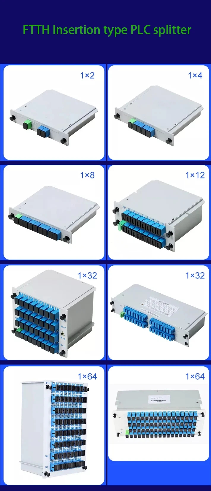 SC APC/UPC Connector Type 1x8 1x16 Optical PLC Splitter Mini Box Fiber Optic Terminal Box