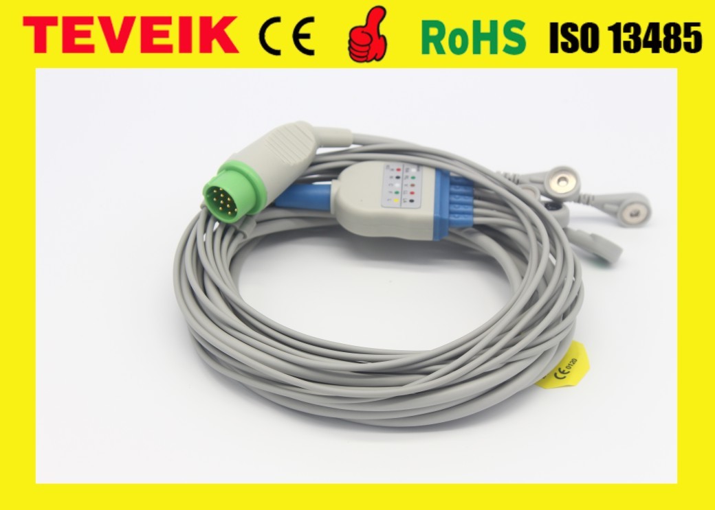 Compatible TM910 Schiller 5 Leads ECG Cable With Round 12 Pin For Medical Accessory
