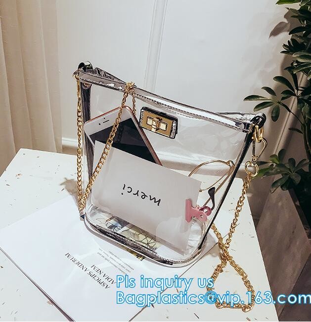 Gift bag clear shopping bag custom PVC plastic shopping bag, shiny pvc handle shopping hand bag clear tote bags ladies h